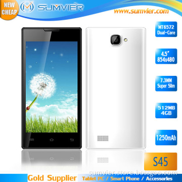 2014 New Arrival Unique Design 4.5 Inch Mtk6572 GSM WCDMA 3G Smart Phone